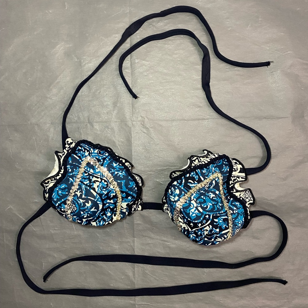 *Final Price* Calzedonia Bikini Top S Design Ruffle Edge Sequins Italy Lt Padded